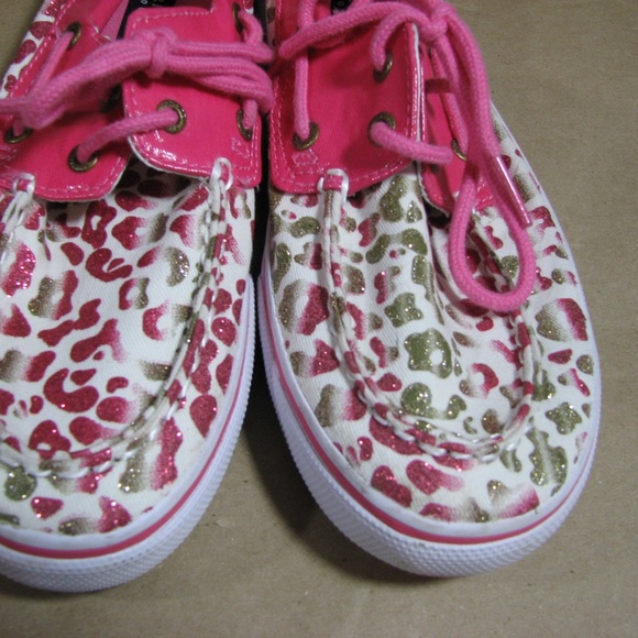 Sperry Topsiders Bahama Pink White Leopard Print Women's Size 5M - Picture 6 of 9